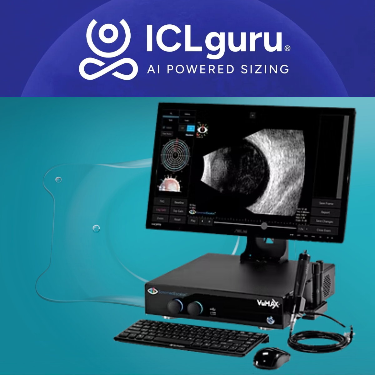 ICL Guru Pro AI-powered sizing system with Sonomed UBM ultrasound imaging for EVO ICL planning